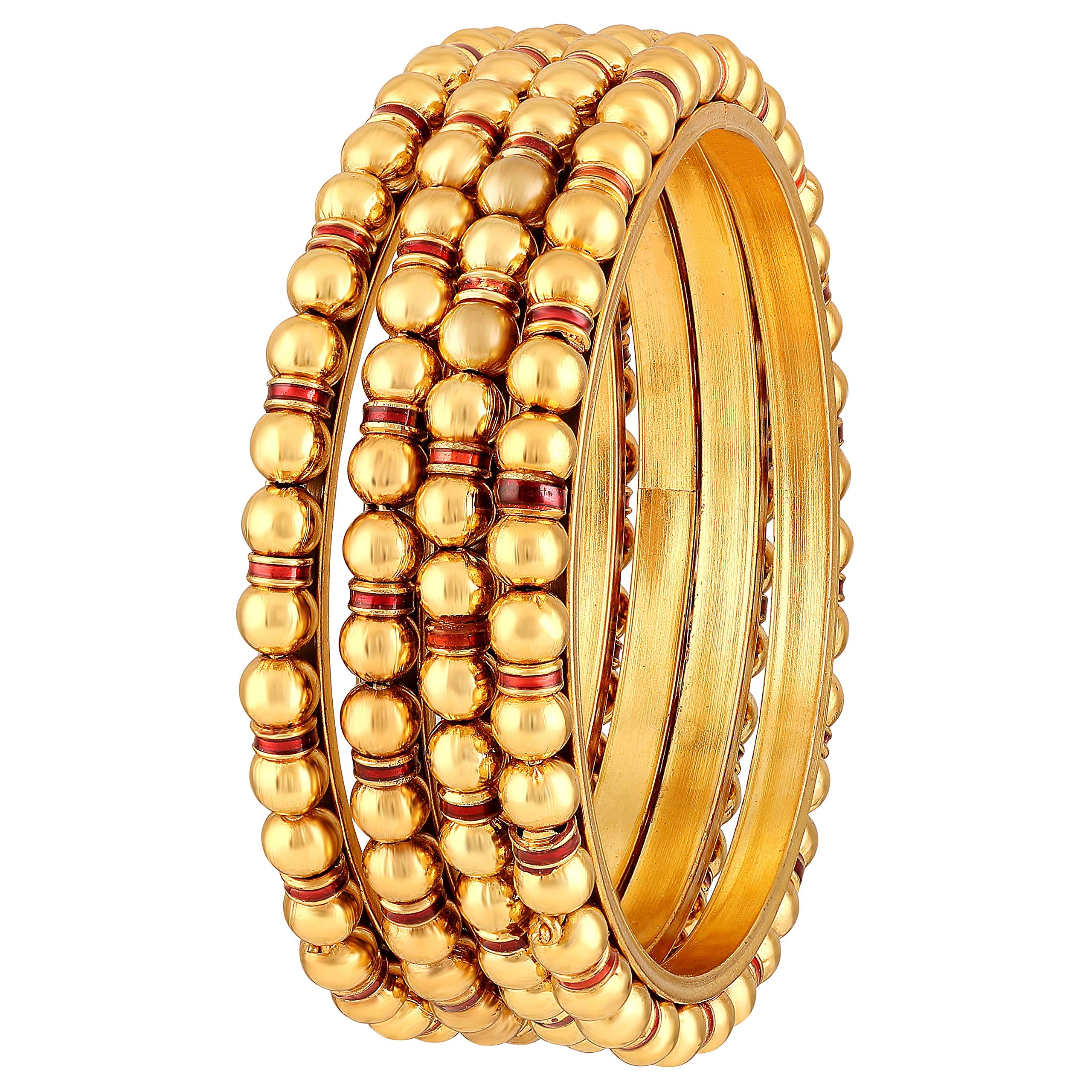 ASMITTA Traditional Meenakari Brass Gold toned Set of 4 Bangle Set For Women|Size: 2.4 (B094W571RX) Amazon Price History, Amazon Price Tracker