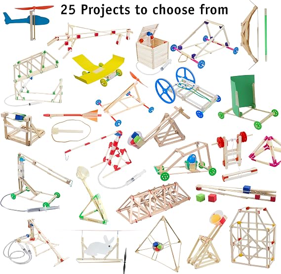 STEM Craft Kit 25 Engineering Project Ideas, Complete STEM Project Kit with Over 400 Components for Classrooms and Groups, Ages 8+