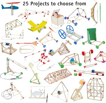 STEM Craft Kit 25 Engineering Project Ideas, Complete STEM Project Kit with Over 400 Components for Classrooms and Groups, Ages 8+