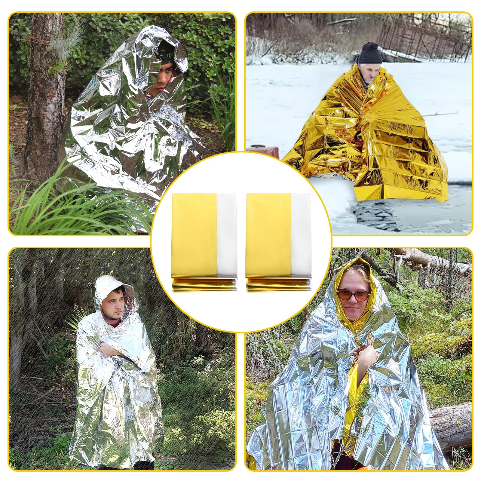 5 Couvertures de Survie Thermique Urgence (130 x 210 cm), Couverture d'urgence pour l'extérieur, Idéal pour Camping, Randonnée, Premiers Soins