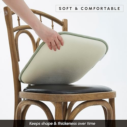 Miniatura 5 de Elegant comfort Fundas de cojín para silla con lazos y parte trasera de goma antideslizante, espuma viscoelástica gruesa, cojín suave, funda de