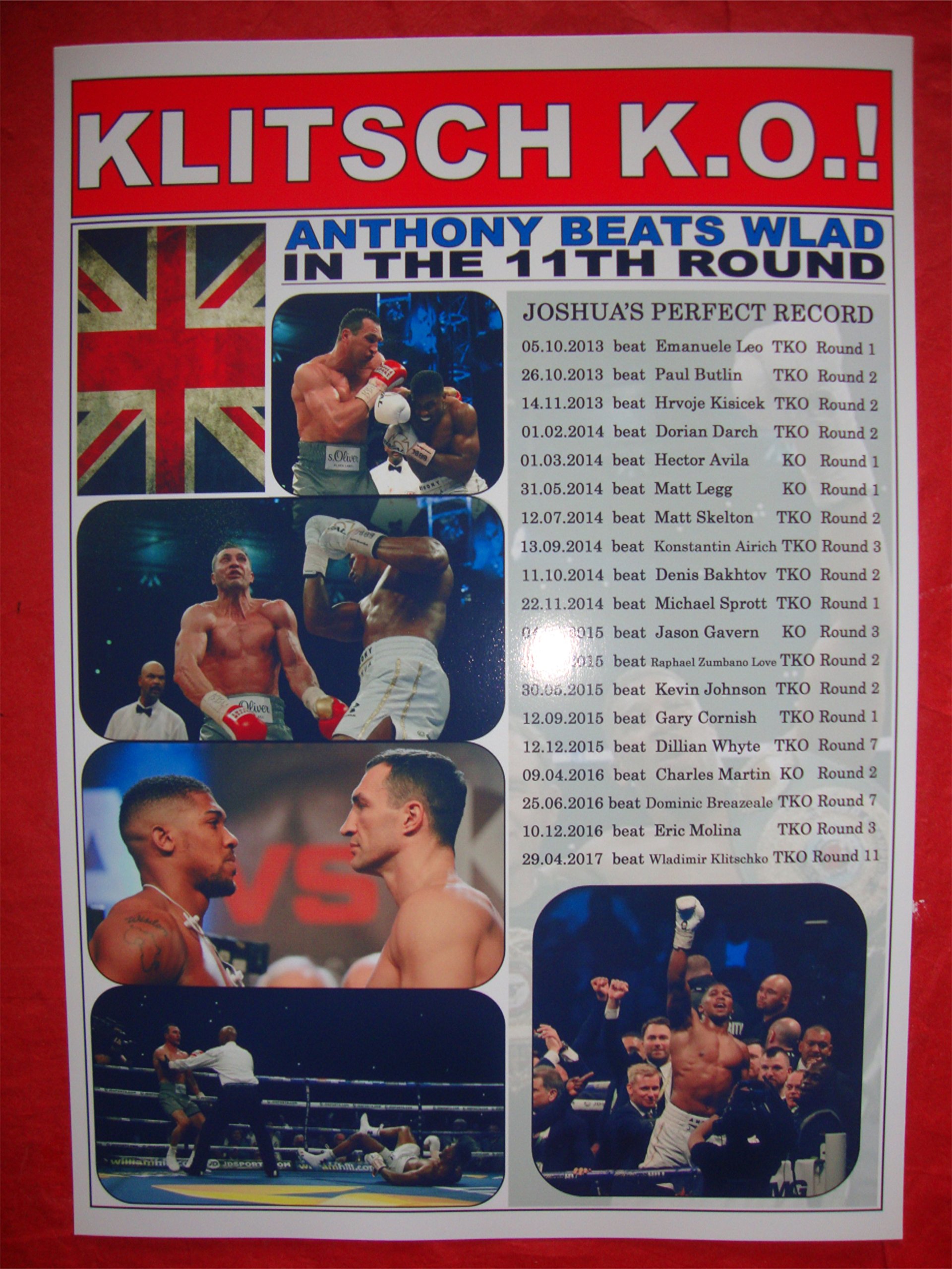 Lilywhite Multimedia Anthony Joshua beats Wladimir Klitschko - Boxing - 2017 - souvenir print