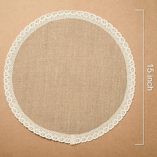 Miniatura 3 de Juego de 4 manteles individuales redondos de papel trenzado de 15 pulgadas, para interiores y exteriores, para mesas de comedor, estilo rústico