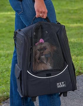 Pet Gear I-GO2 Roller Backpack, Travel Carrier, Car Seat for Cats/Dogs, Mesh Ventilation, Included Tether, Telescoping Handle, Storage Pouch