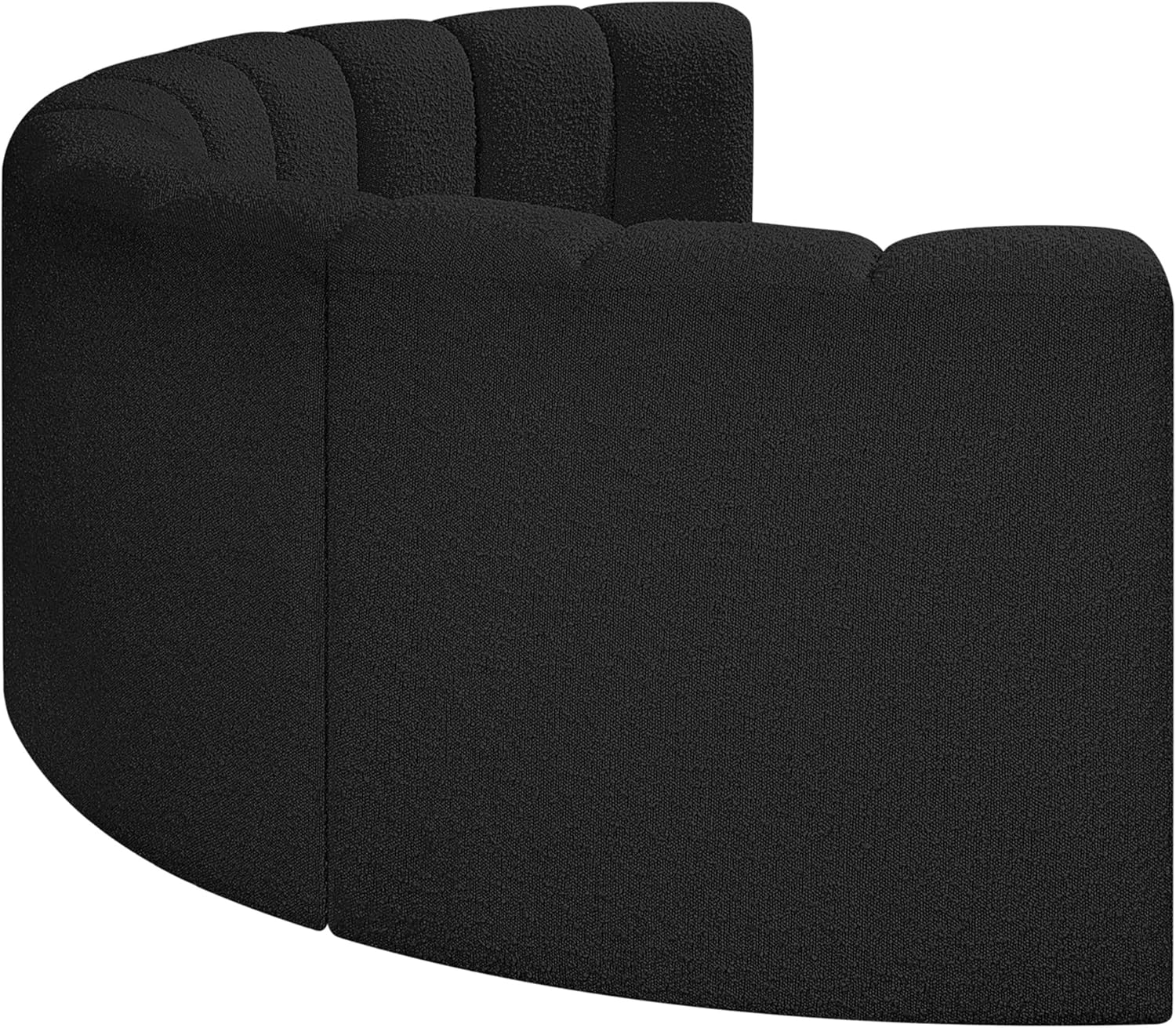 BOWERY HILL Modular Sectional Sofa, 88" W x 43" D x 30" H, Black Boucle Fabric, Deep Channel Tufting, Contemporary Design, Living Room or Den Seating, Easily Attach for Custom Configurations