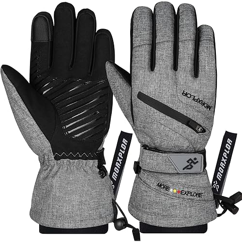 MORXPLOR Winter Ski Snow Gloves Men Women,Windproof Touchscreen Snowboard 3M Thinsulate Insulated Warm Winter Snowmobile Gloves