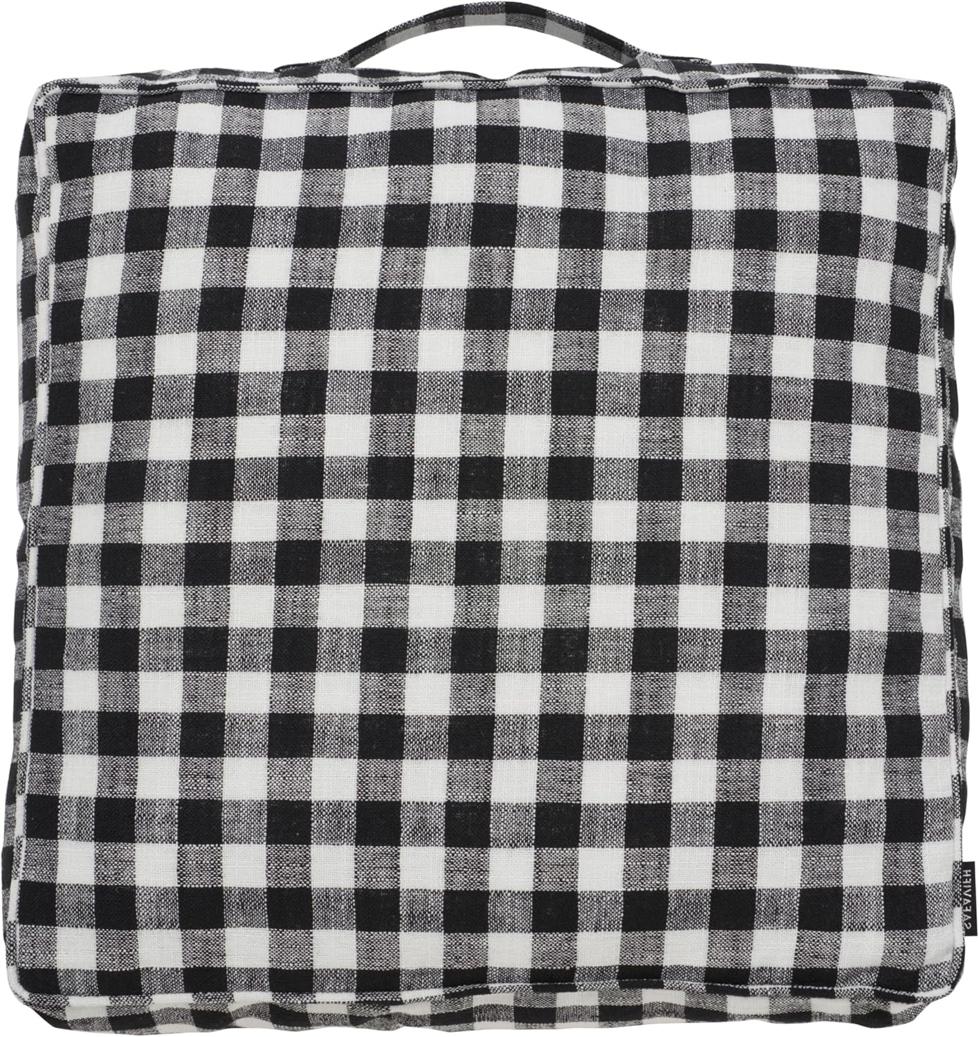 SAFAVIEH Home Collection Nonnie Black/White Gingham 22-inch Square Insert Floor Pillow, 22" x 22"