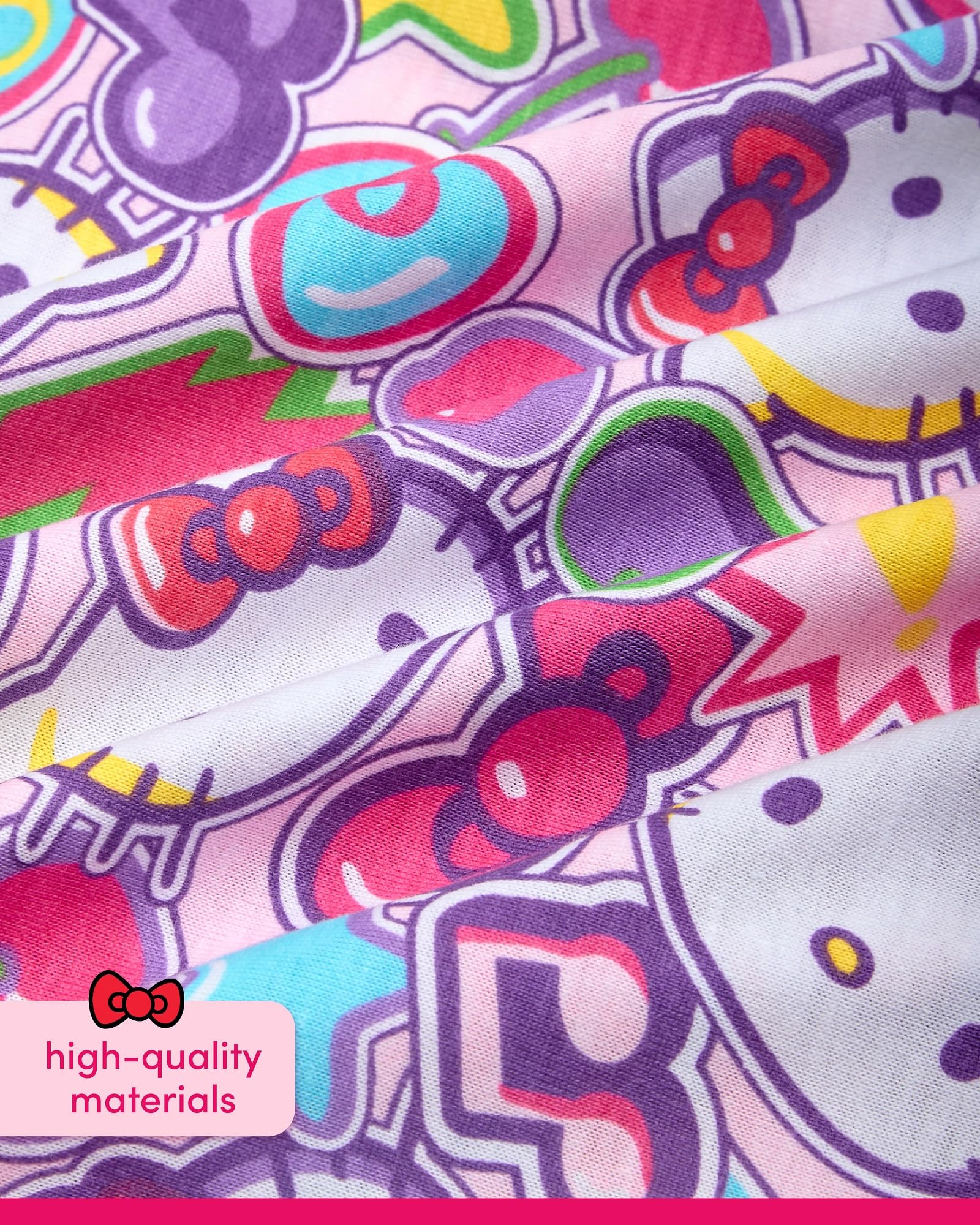 Hello Kitty Camisas para niñas – Camisetas de manga corta con cuello redondo y estampado gráfico para niñas (tallas: 4-12)