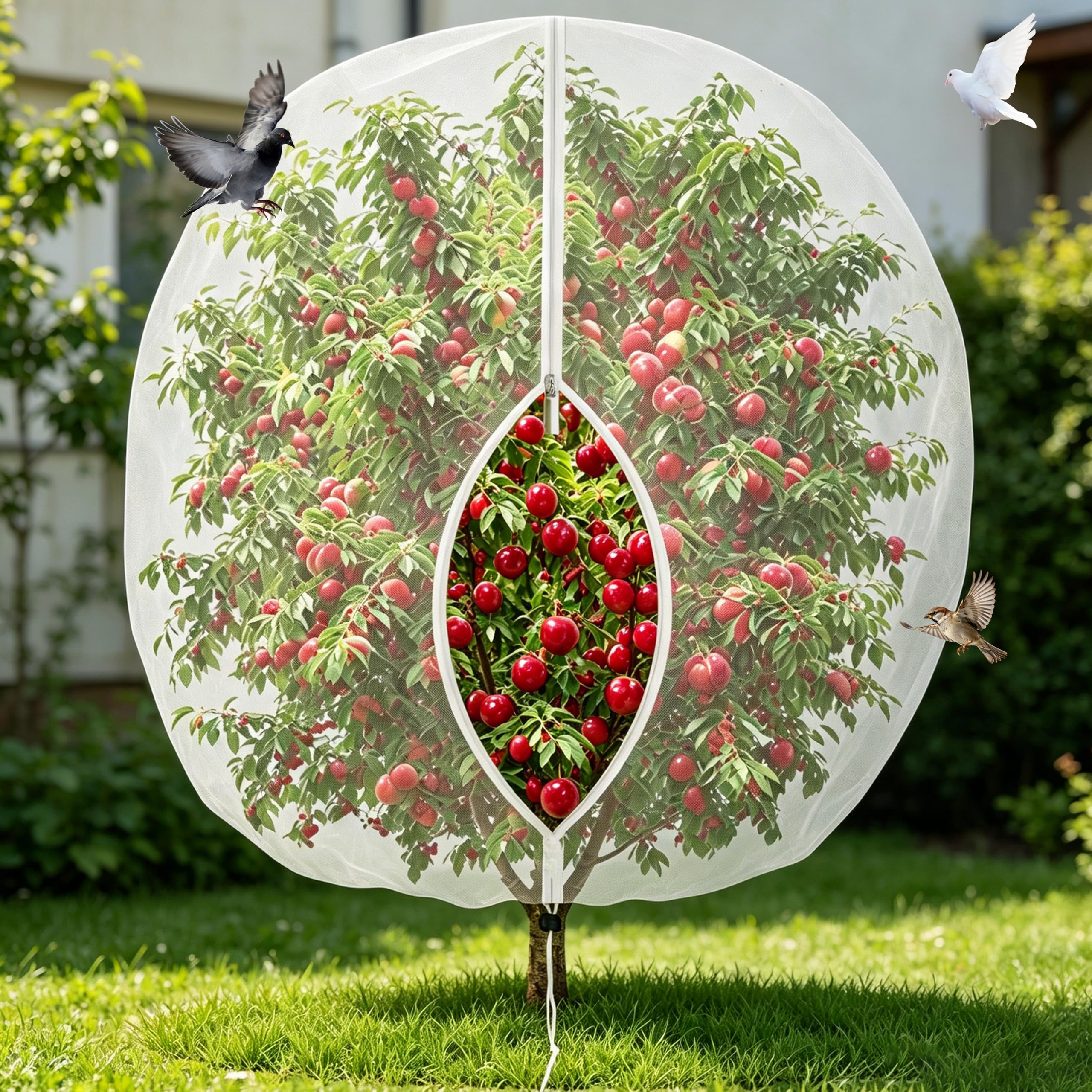Fruit Tree Netting Bird Protection with Zipper, Bird Insect Barrier Netting Fine Mesh Protection Bags, Cherry Plant Net for Protect Plant Fruits Flower From Insect Bird Eating (183 * 215CM)