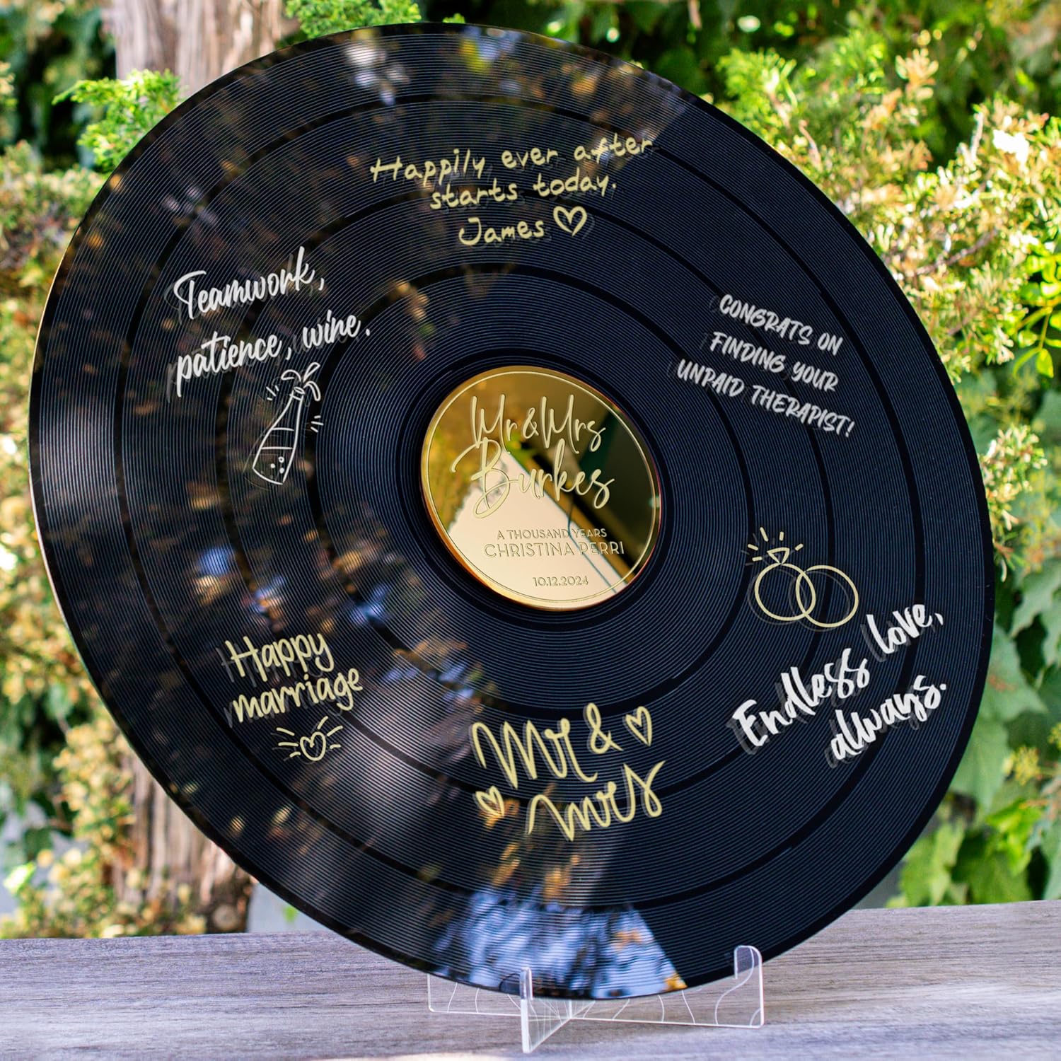 Personalized Favors Wedding Vinyl Record Alternative Guestbook | First Dance Special Song Record Guest Book for Wedding Guests | Custom Acrylic Record Wedding GuestBook Alternative - D2