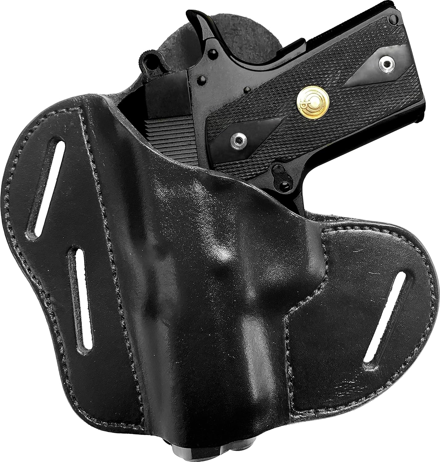 Outside The Pants OWB 3 Slot Pancake Leather Gun Holster - FITS: Glock 43x - Black - Left Hand
