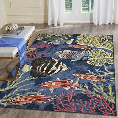 Marina Indoor/Outdoor Power Loomed Synthetic Blend Low Profile Area Rug
