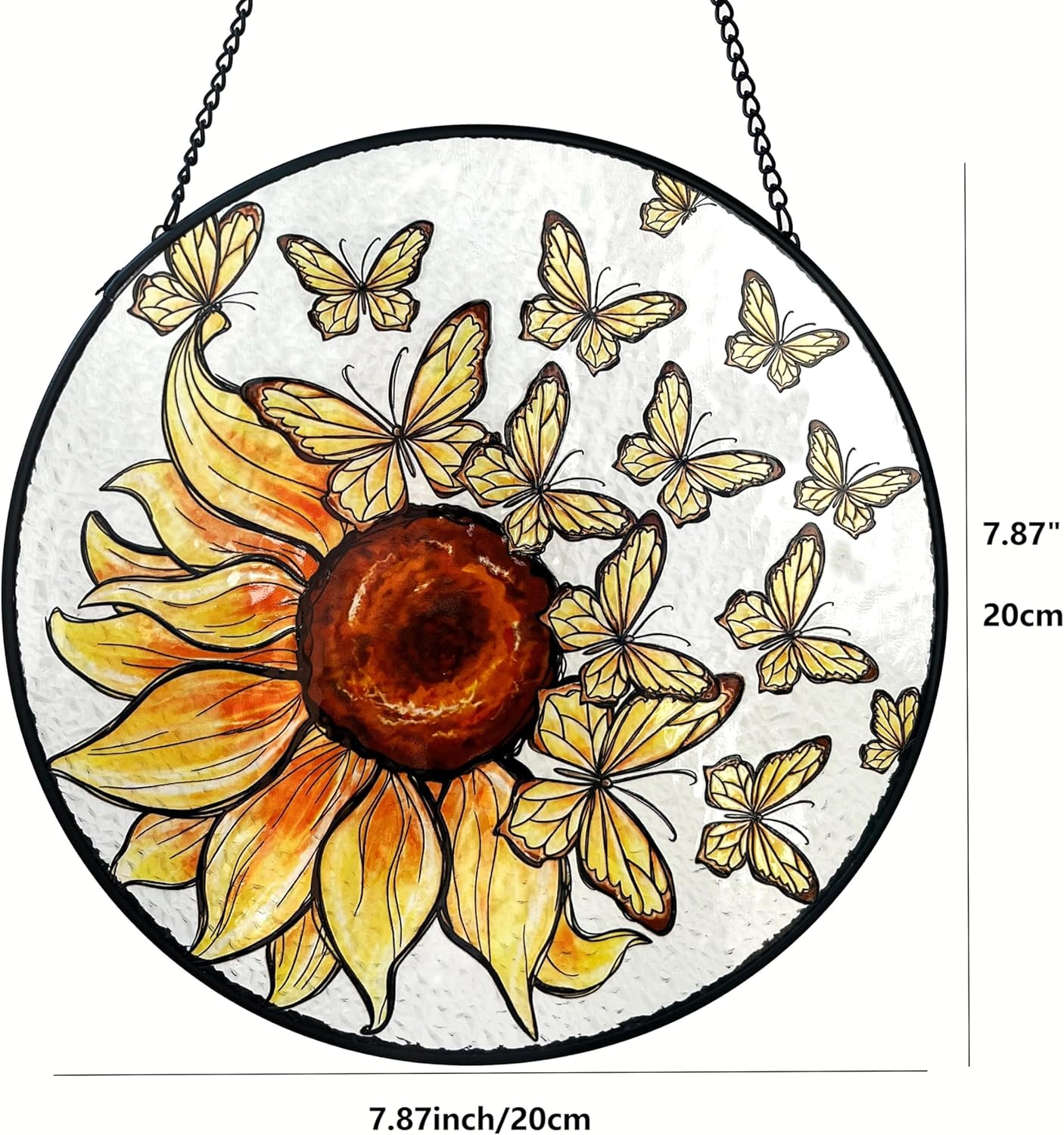 Sunflower Suncatcher Butterfly Stained Glass Suncatchers 7.87 Inch Stained Glass Ornament for Home Decor Indoor Wall Art for Mother Women Friends - Image 2