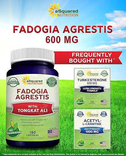 Miniatura 6 de aSquared Nutrition Fadogia Agrestis 600 mg y Tongkat Ali 400 mg Suplemento (180 cápsulas) - Extracto de Fadogia Agrestis y píldoras de complejo en