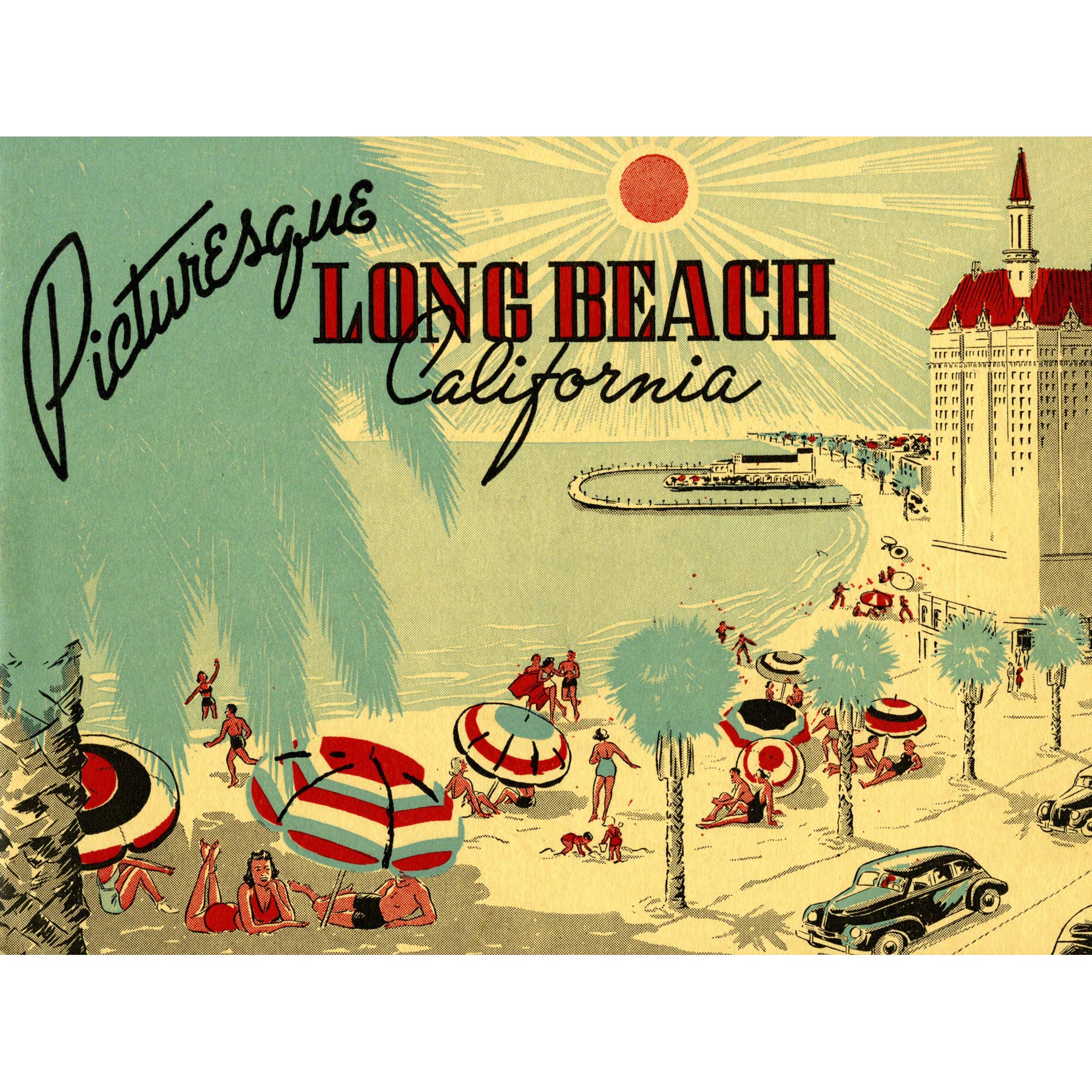 Wee Blue Coo Postcard Picturesque Long Beach California Beach Canvas Print