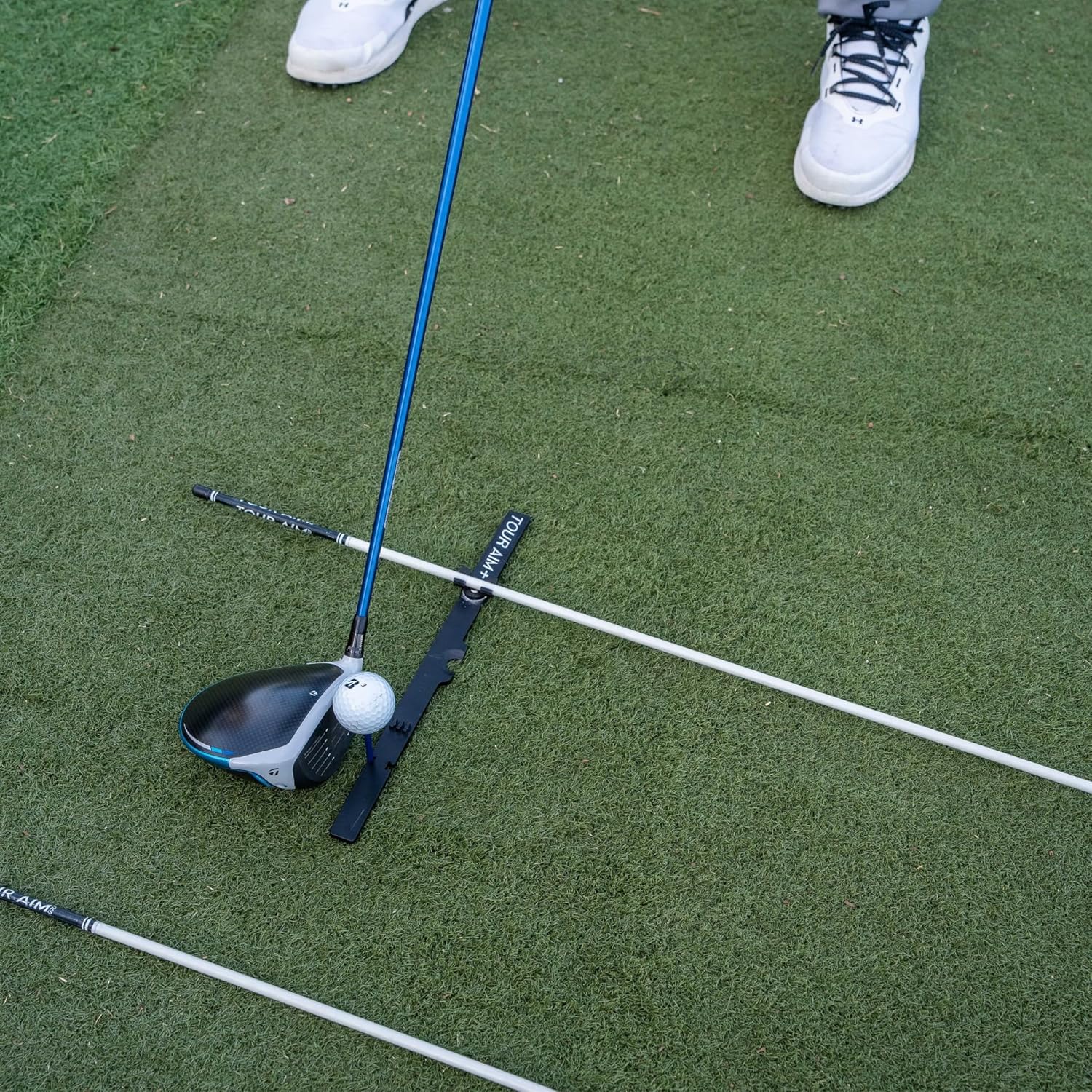+ Alignment Stick Adapter — Perfect Your Aim, Alignment, Face Angle, and Ball Position. Use Real Golf Tees of Mats.