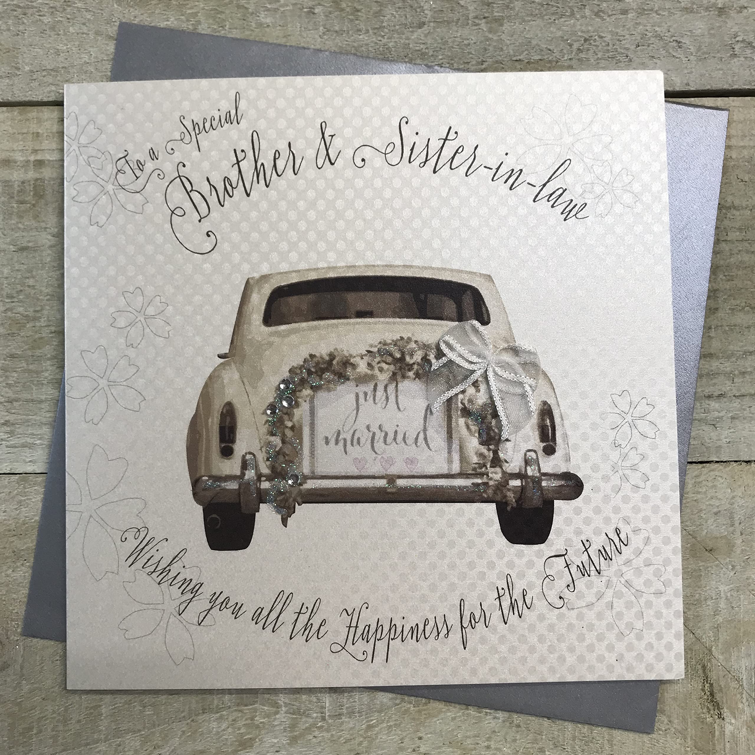 White Cotton Cards "Brother & Sister -in-Law Handmade Wedding Card, BD20 NEW,16cm x 16cm