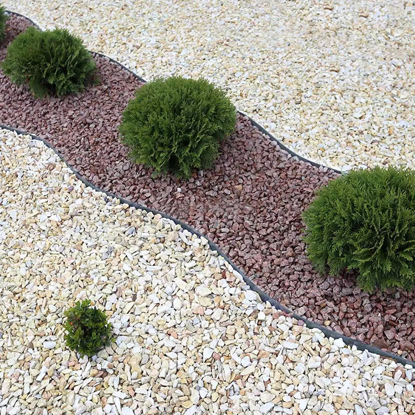 NAIZY Rasenkante 20m Beeteinfassungen PP-Kunststoff Rolle Beetumrandungen Flexible Gartenbeetbegrenzung UV-Schutz und Witterungsbeständigkeit Rasen Mähkante Rasenkantenband, Anthrazit