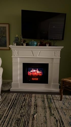 Amazon.com: MagikFlame Electric Fireplace with Mantel - Athena White - 30  Flames, Large, Freestanding, 5,200 BTU Heater, Crackling Log Sound,  Bluetooth, App - New Home Design, Remodels, Family Atmosphere : Home u0026  Kitchen
