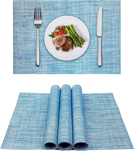Miniatura 1 de Juego de 4 manteles individuales, manteles individuales de vinilo para mesa de comedor, resistentes al calor, antideslizantes, lavables, tapetes de