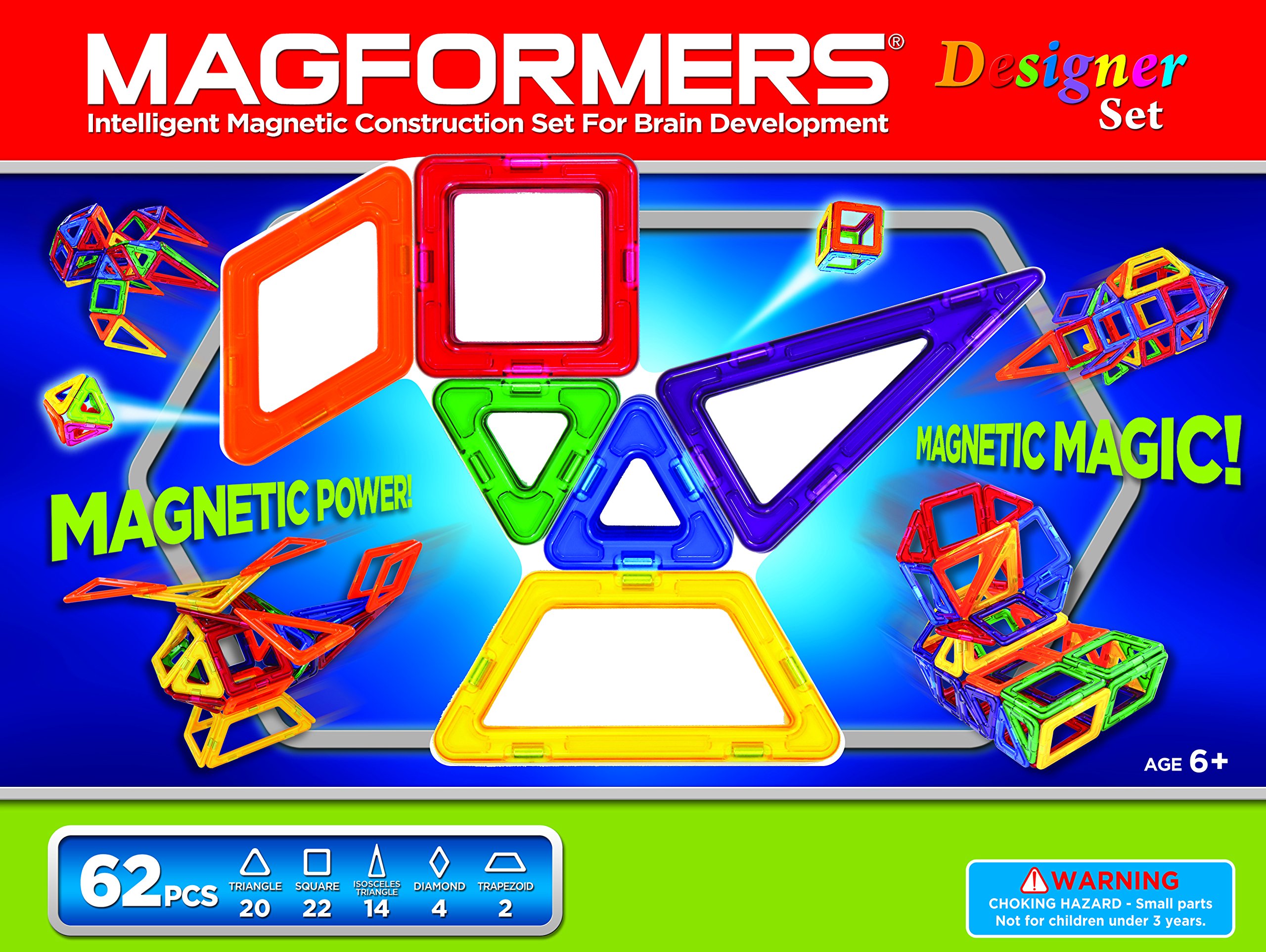 MAGFORMERS 2042622 274-15 zabawka konstrukcyjna, od 3 lat do 99 lat, 62 części