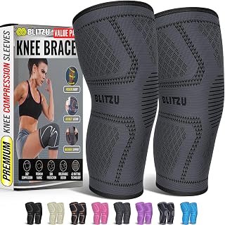 Knee Brace for Meniscus Tear 2 Pack, Knee Compression Sleeve for Men and Women, Knee Support for Arthritis, Swelling, Inflammation, ACL, Pain Relief, Running, Workout, Sports and Recovery Gray L - Amazon product rated Grade B