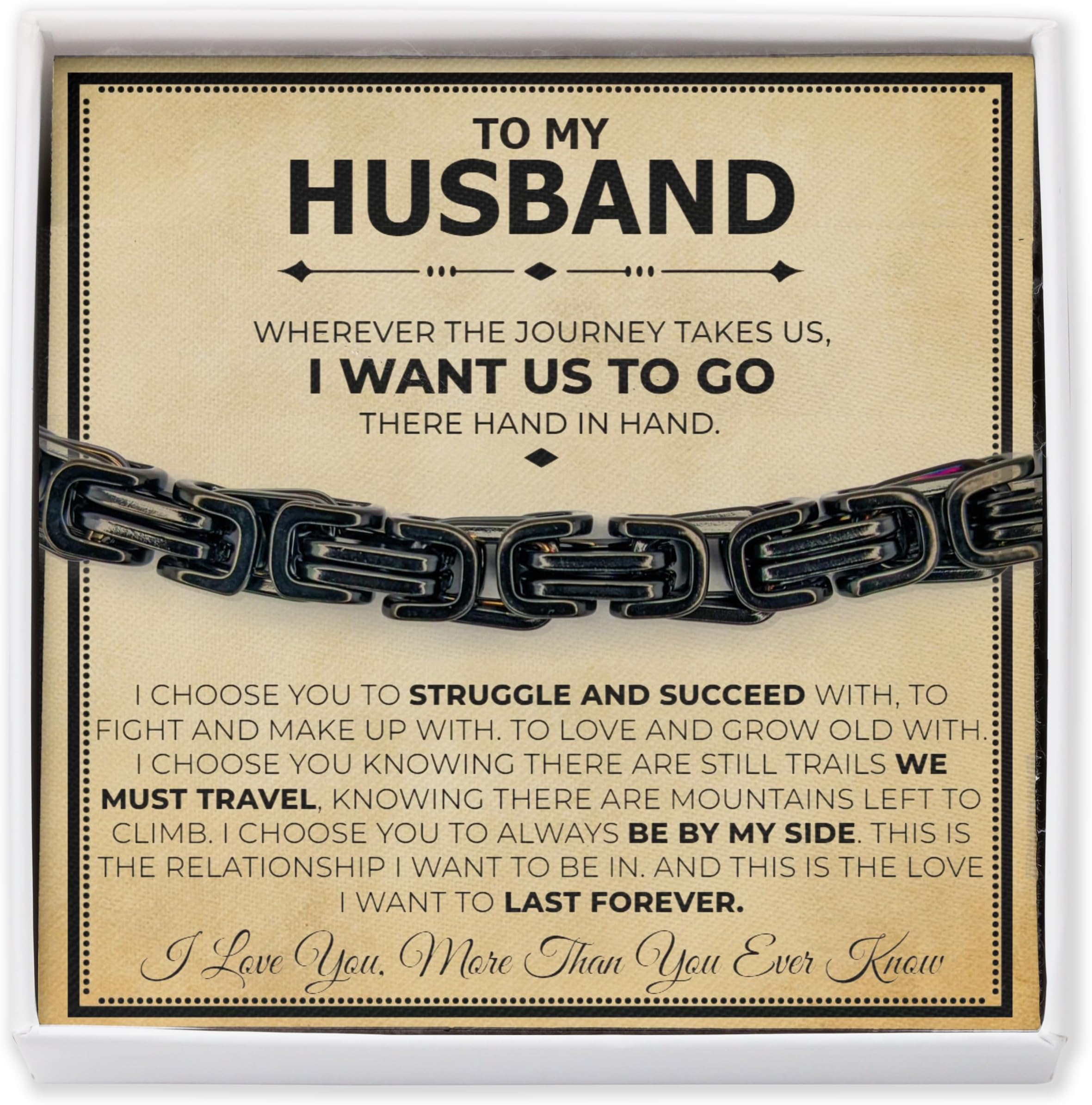Love You This Much To My Husband Classic Steel Jewelry Gift Set| Romantic Gift for Husband | Best Gift for Husband Birthday | Unique Husband Gifts