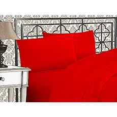 Elegant Comfort 1500 Premium Hotel Quality 1-Piece Fitted Sheet, Softest Quality Microfiber - Deep Pocket up to 16 inch, Wrinkle and Fade Resistant, Full, Red
