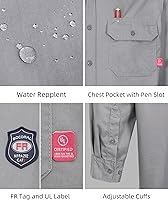 Vista 2 de BOCOMAL FR Shirts 6.25oz Camisas de soldadura ligeras Camiseta ignífuga para hombre ignífuga