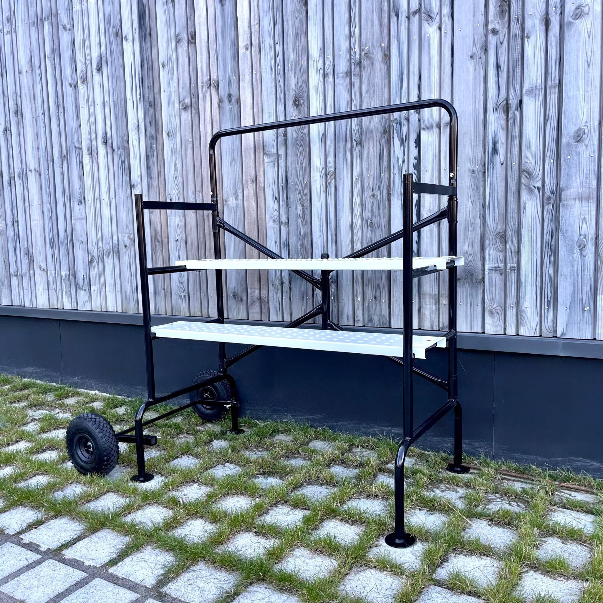 Alice's Garden - Echafaudage Roulant et Pliant sur Deux Niveaux - Mobile. 2 Roues. L140x l78 x H135cm Ouvert. Poids supporté 150 kgs
