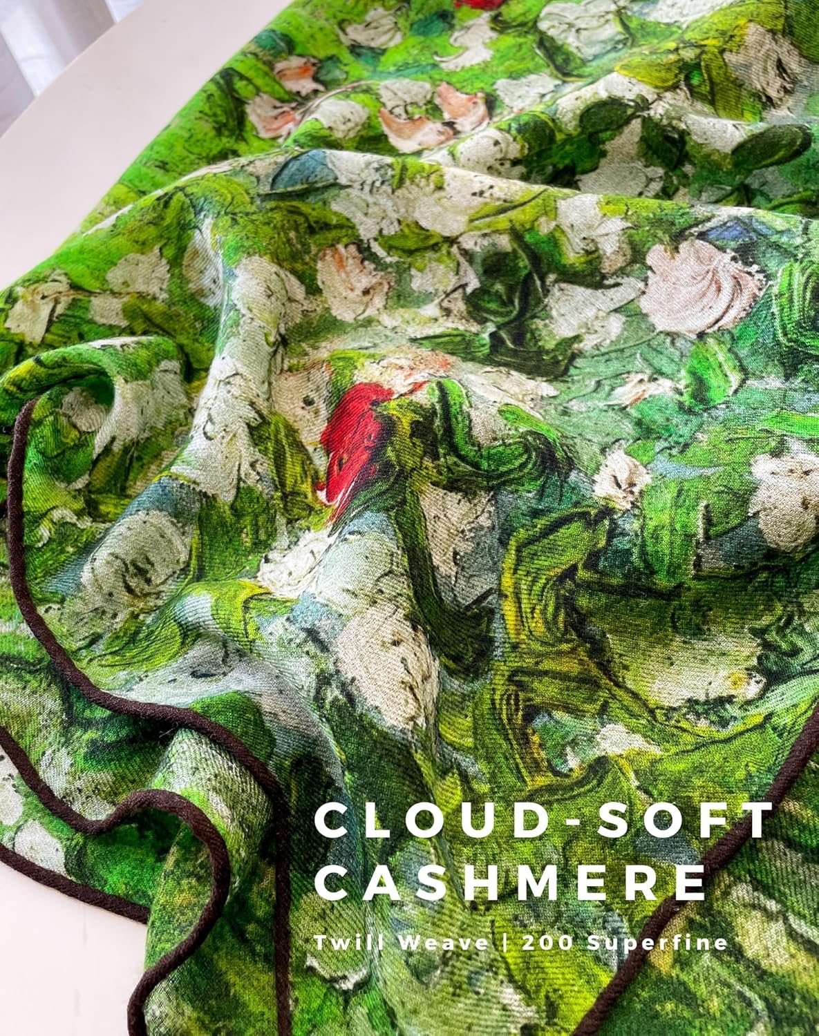 PoeticEHome Cashmere Scarf Wrap 36"x36" - Featherlight & Wrinkle-Free Artistic Square Shawl for Travel & Office, Gift Ready - Image 3