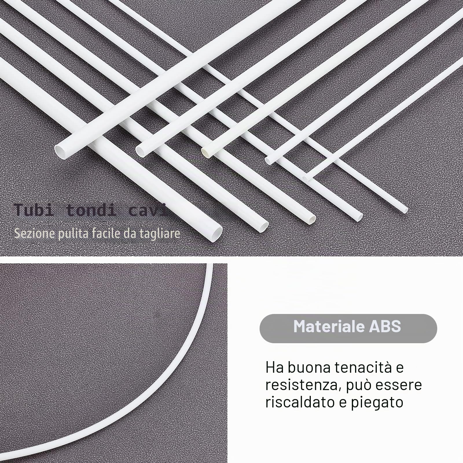 OLYCRAFT 30pz Tubi Rotondi Plastica ABS Lunghezza 300mm Aste Rotonde in Plastica 3/4/5/6/8 mm Barre Cave Rotonde per Fai Da Te Materiale per Tavolo Sabbia Fatto Mano Modellismo