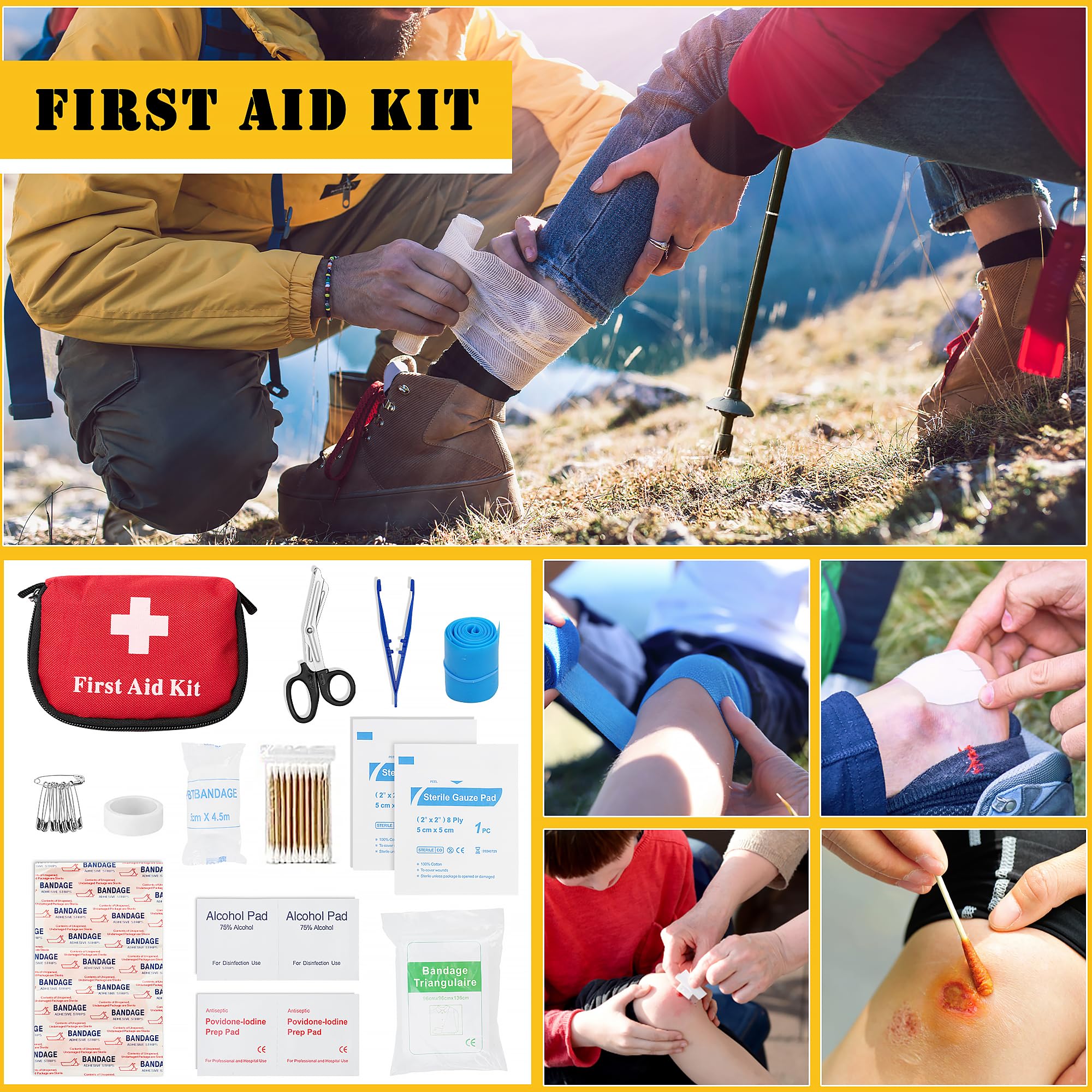 Kit de primeros auxilios de supervivencia, 99 piezas, equipo profesional, mochila grande para senderismo, accesorios de aventura al aire libre, regalo