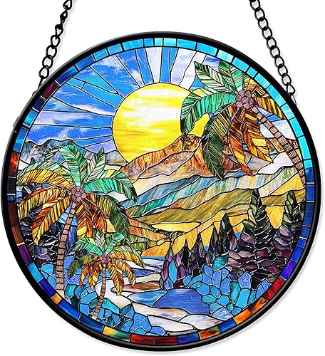 Miniatura 17 de 7.8'' Atrapasoles de Ojo Maligno de Vidrio Manchado para Colgar en Ventanas, Decoración Protectora, Adorno de Vidrio para Hogar, Pared, Habitación