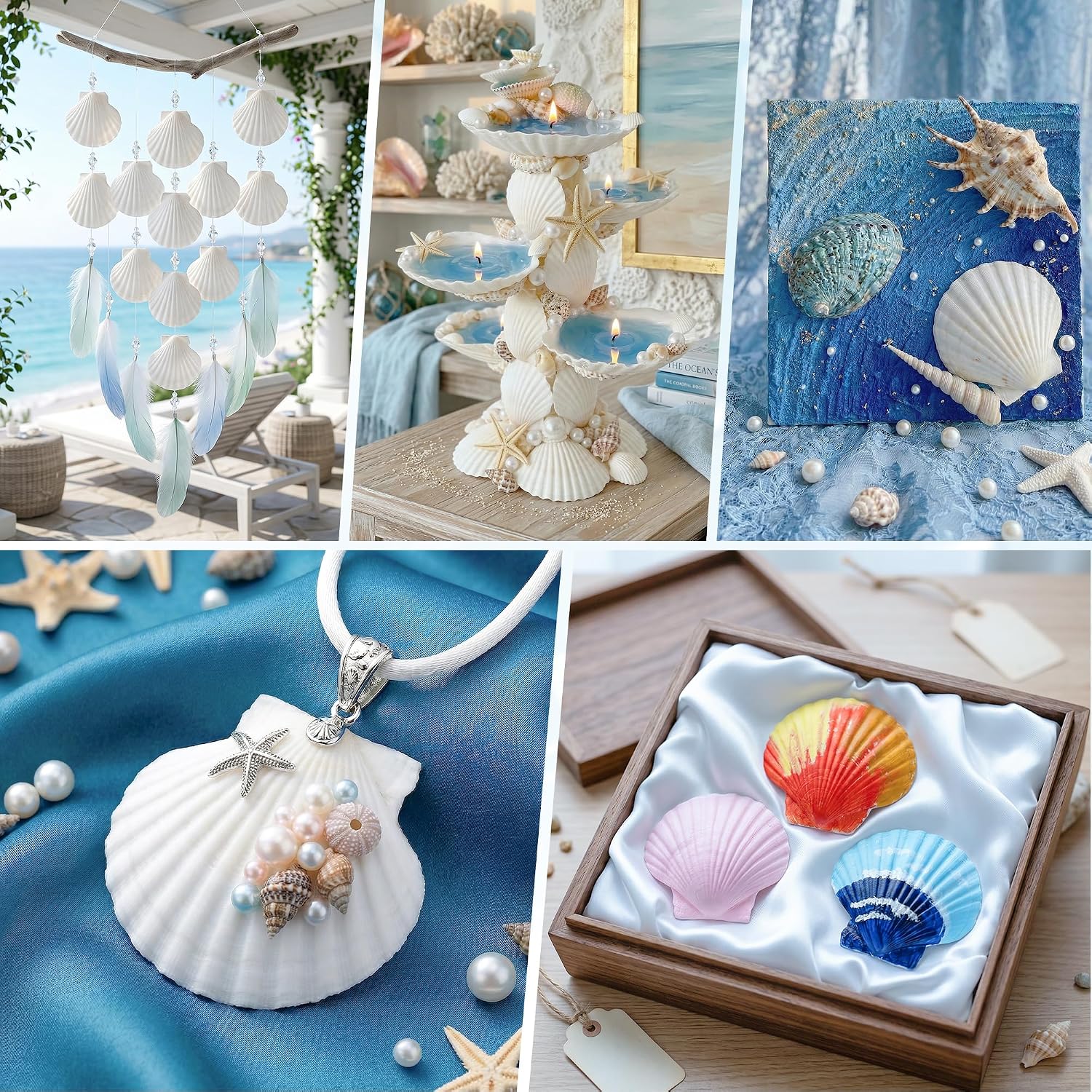 LAIDANLA 36pcs Natural White Scallop Shells 2-3 Inches, Sea Shells for Crafts Painting DIY Candle Making Beach Wedding Ocean Themed Party Decor, Clam Shell for Home Decorating