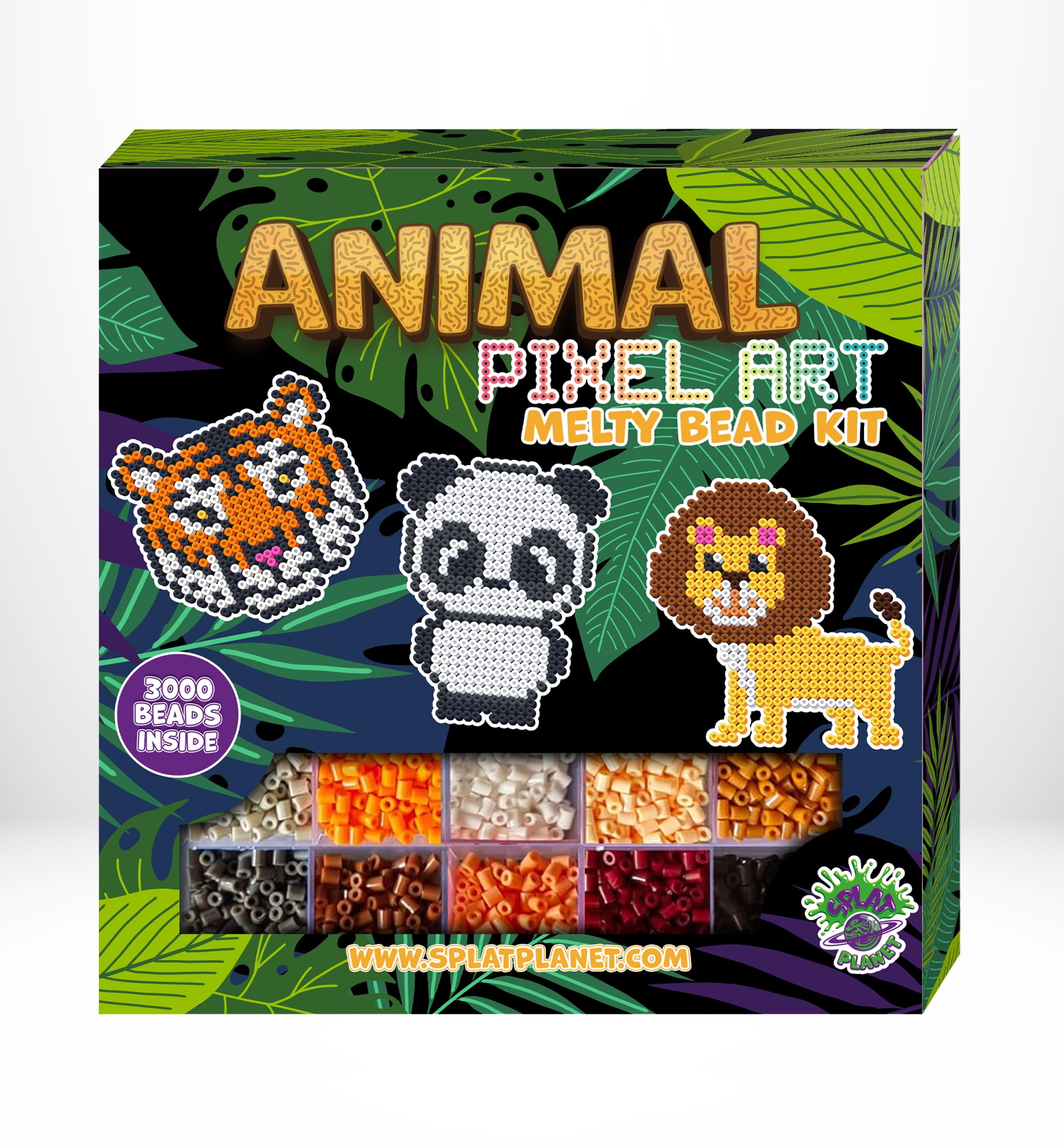 Splat Planet Animal Themed Pixel Art Melty Bead kit Fuse Beads for Kids Craft Art kit (Animal)