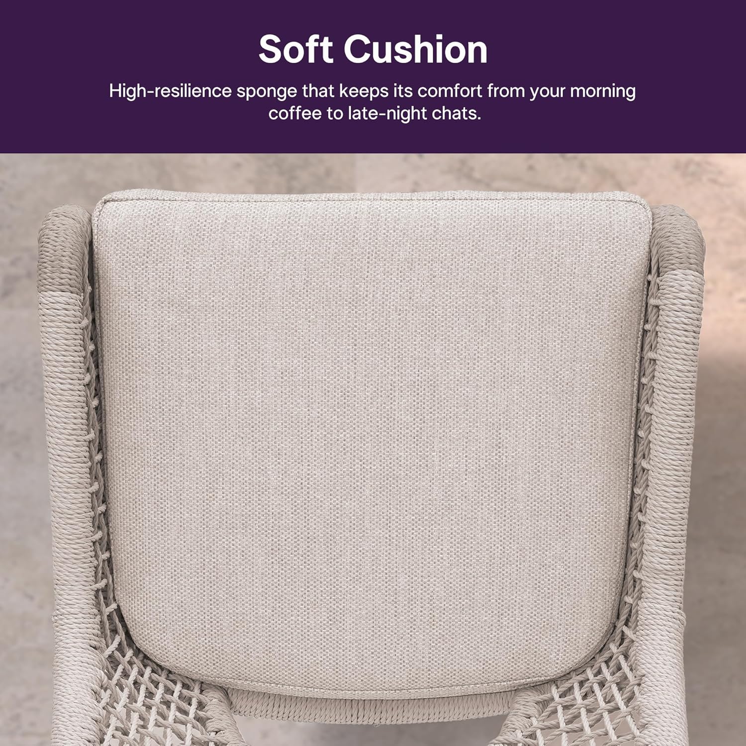 PURPLE LEAF Bar Stools Set of 4 Bar Height Metal Bar Chairs with Back Modern Tall Comfy Wicker Woven Boho Garden Pool Patio Outdoor Barstools, Dark Grey