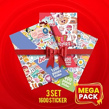 colortouch Mega Sticker Set - 1600 Pieces Stickers - Scrapbook Sticker - Sticker Photo Album for Kids, Girls, Teens and Adults - Tags for Laptop, Diary, Agenda and Planner