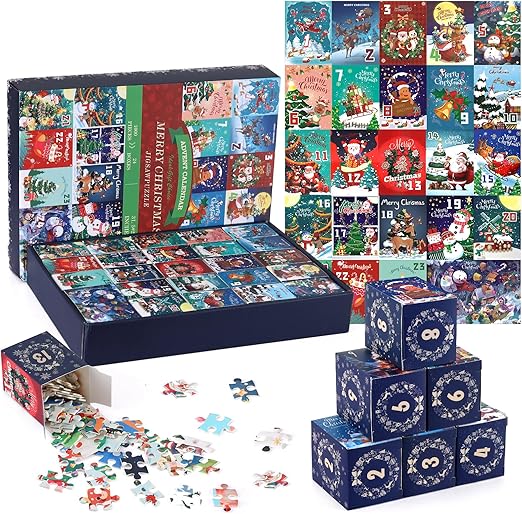 Advent Calendar 2024 Christmas Jigsaw Puzzle Christmas Countdown Calendar Jigsaw Puzzles,1000 Pieces Christmas Puzzles as Christmas Decors,Ideal for Adults & Kids