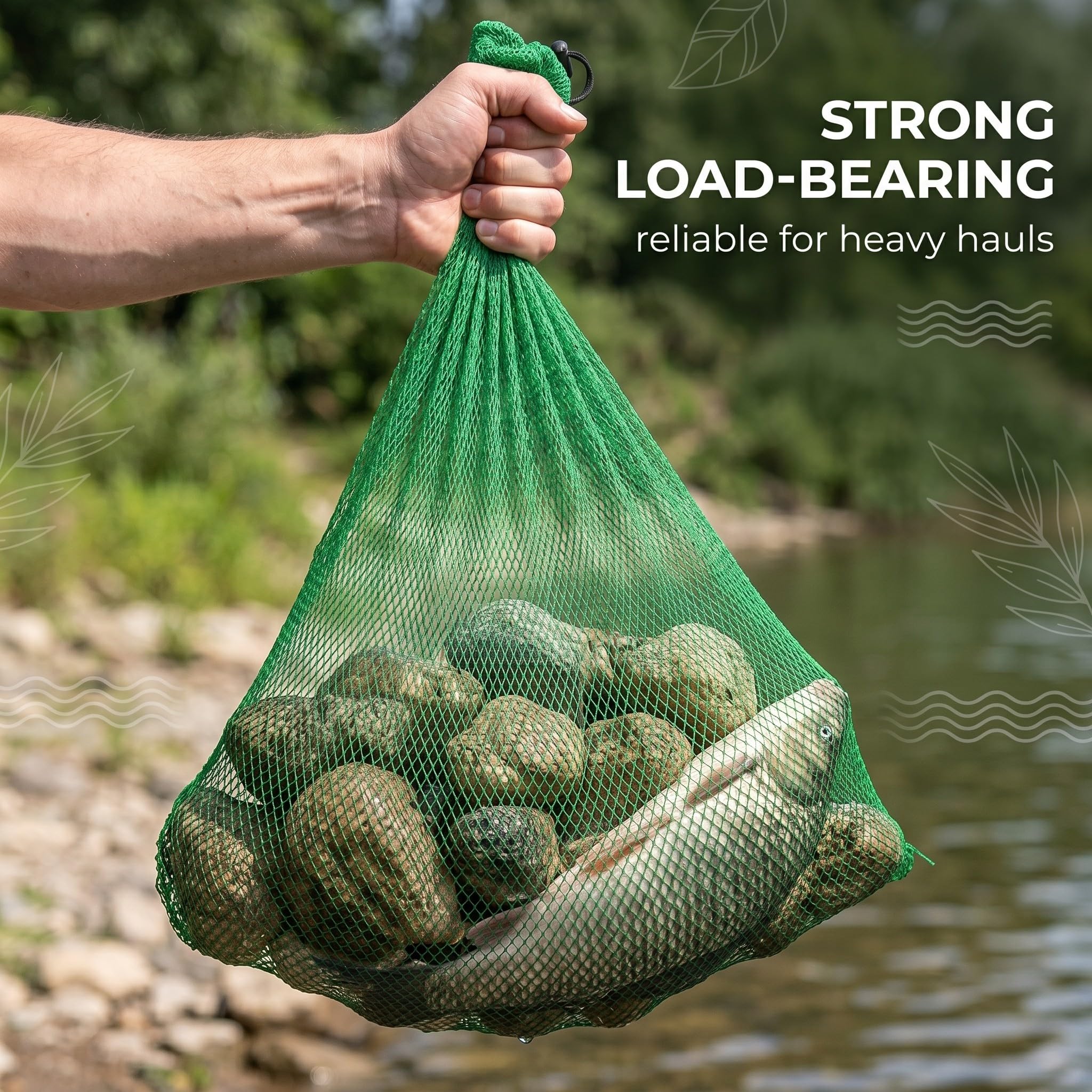 Bourriche Peche 80x50cm, Sac Soluble Peche Carpe, Filet Peche en Nylon Vert Renforcé, Sac de Conservation Poisson Pliable et Séchage Rapide, Nasse à Poisson Multifonctionnelle
