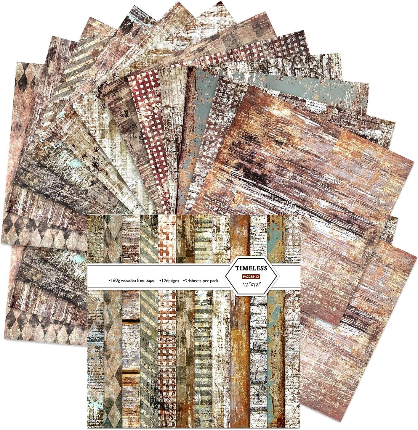 BLEDS Scrapbooking Paper, 24 Sheets Craft Scrapbook Paper Pad 12x12 Inch Vintage