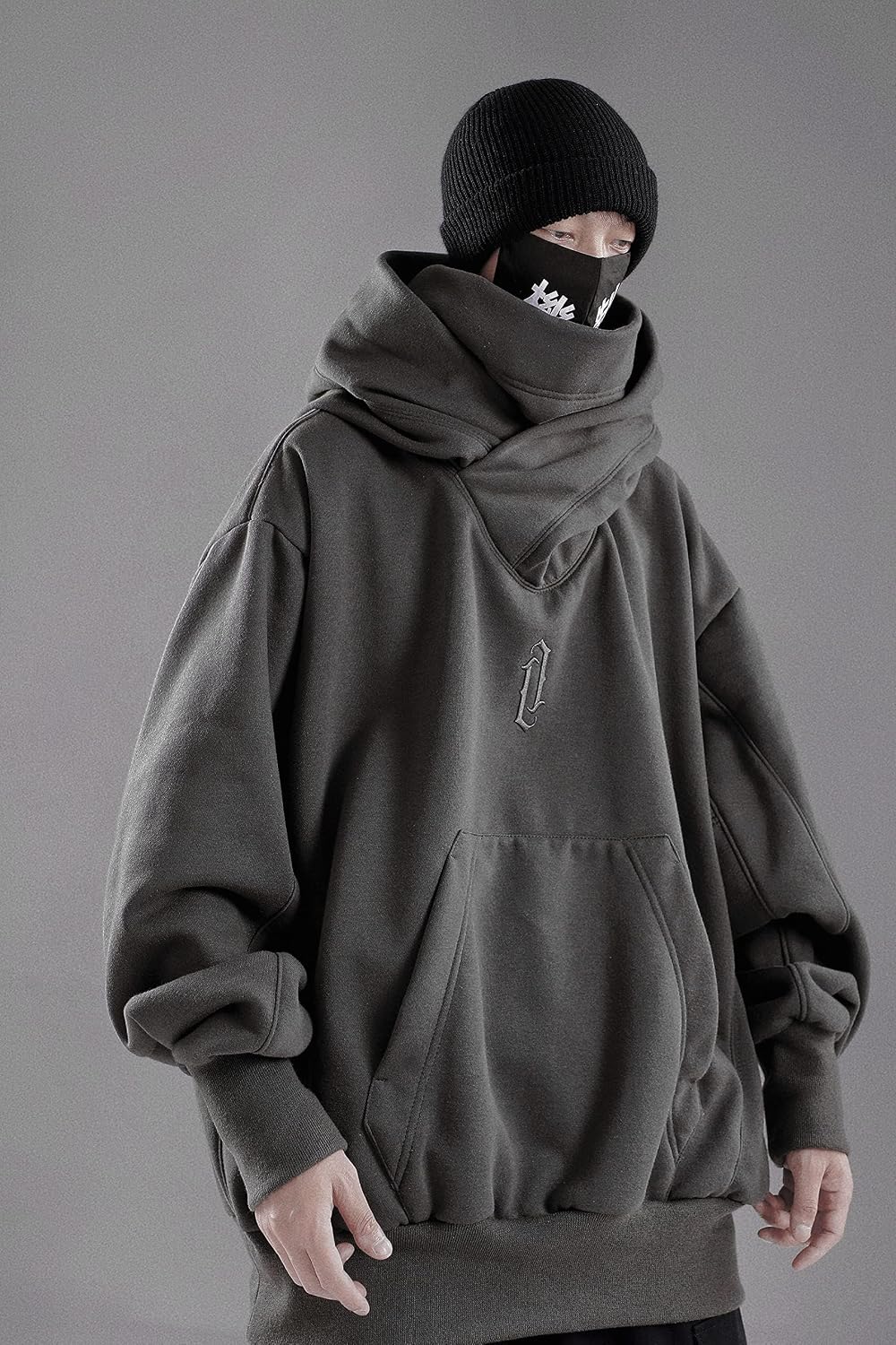 Niepce Inc Streetwear Men's Oversized Heavyweight Hoodie with Neck Gaiter