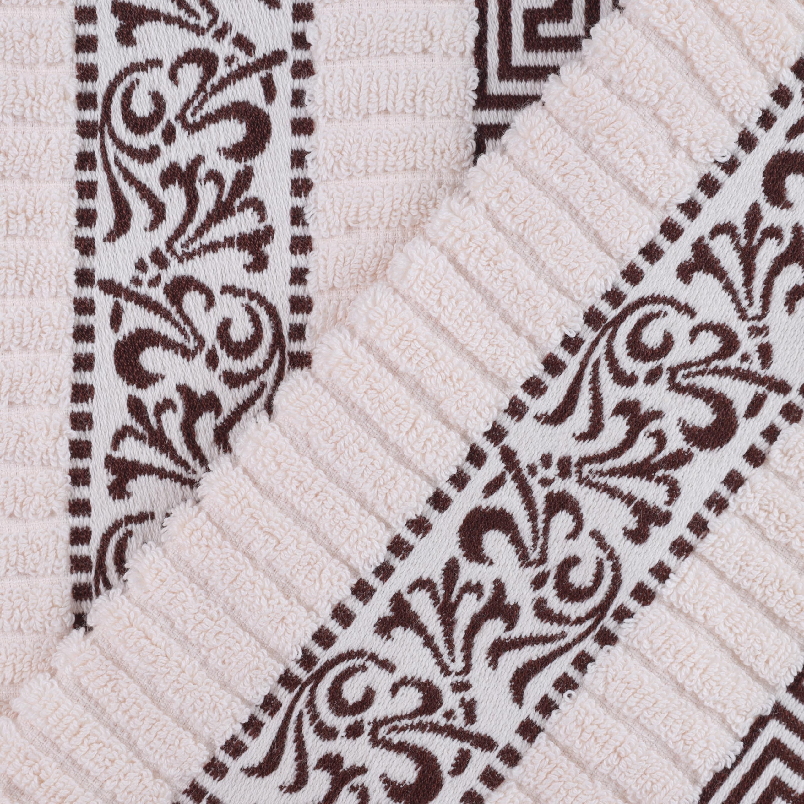 Superior Juego de Toallas Decorativas de 6 Piezas con patrón Griego, algodón Absorbente, decoración para baño, SPA, Incluye 2 Toallas de Mano, 2 Toallas de Cara y 2 de baño, Esenciales