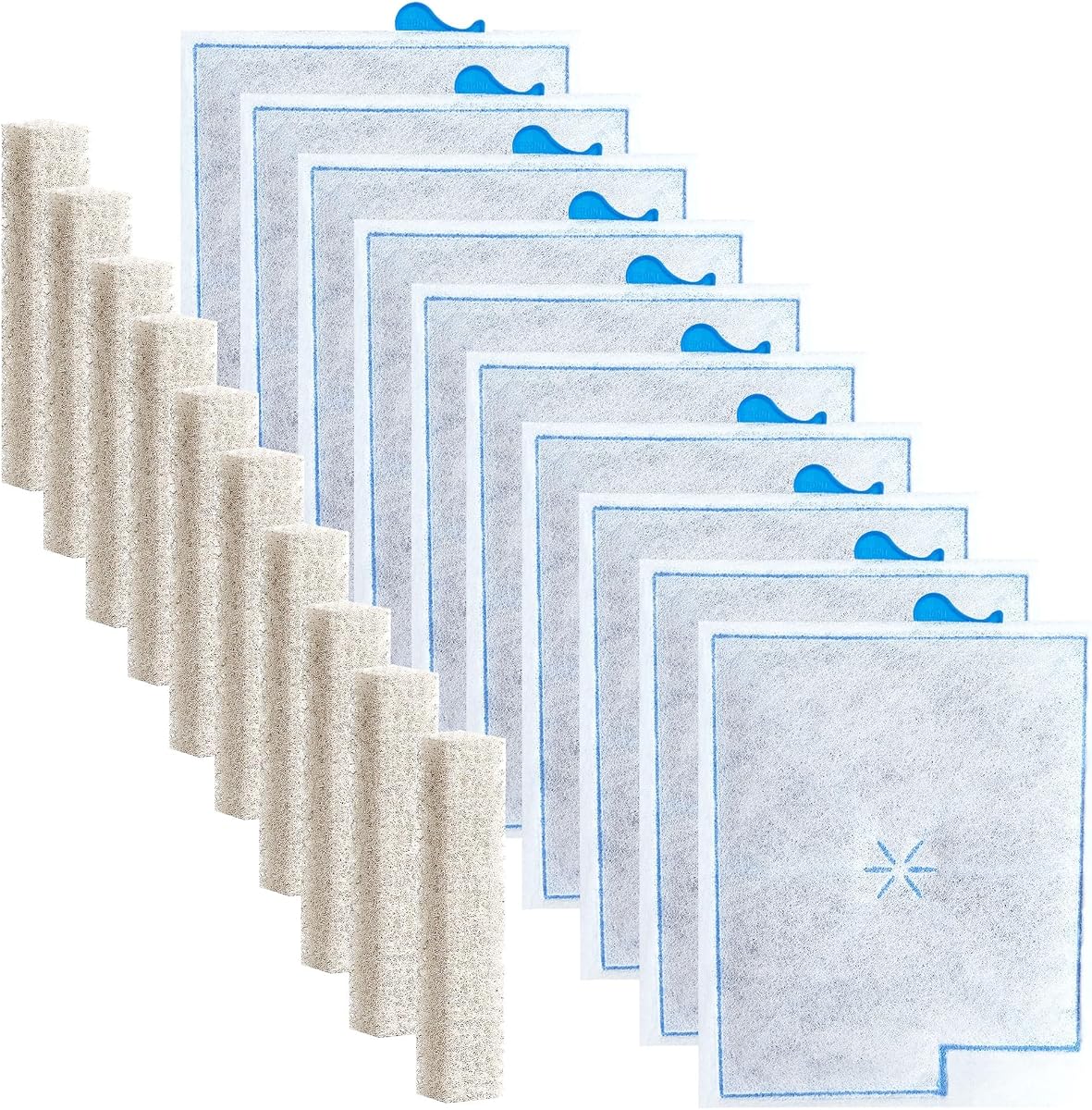 10 Pack Large Filter Cartridges Replacement Compatible with Aqueon QuietFlow LED PRO Size 20,30,50,75/Power Filter Size 20,30,50,55/75, E Internal 40 and Canister Filter (Extra 10Pcs Filter Pads)