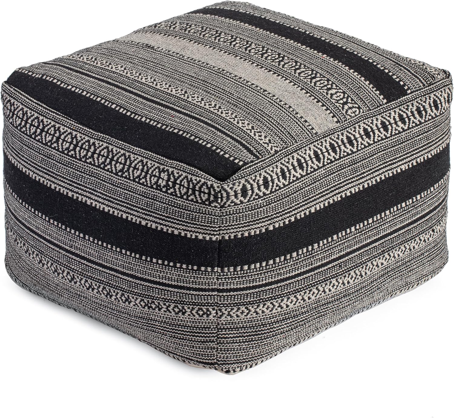 Anji Mountain Pouf Ottoman Foot Rest, Handmade Ottoman Pouf, Comfortable Foot Stool, Decorative Floor Seating for Living Room Decor, Bedroom & Home Décor Accent - Wydown - 22" D x 22" W x 16" H