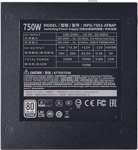 Miniatura 13 de Cooler Master XG750 Plus Platinum ARGB totalmente modular, 750W, panel de visualización de información incorporado, ventilador silencioso ARGB 5.315