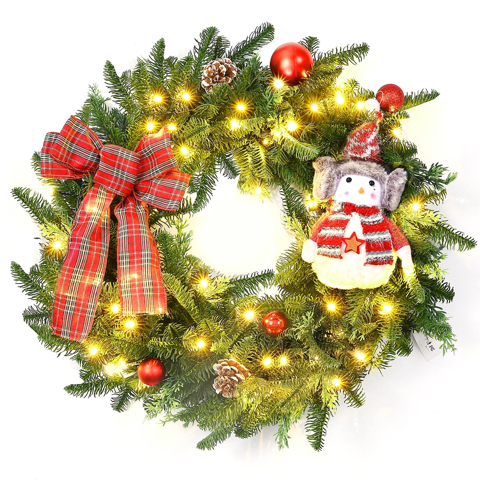GlobaLink Couronne de Noël pliable à piles 60 cm