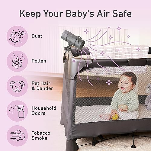 Miniatura 3 de Pure Enrichment Purificador de aire PureBaby On-the-Go - Purificador de aire portátil para cochecito y abrazadera ajustable para asiento de