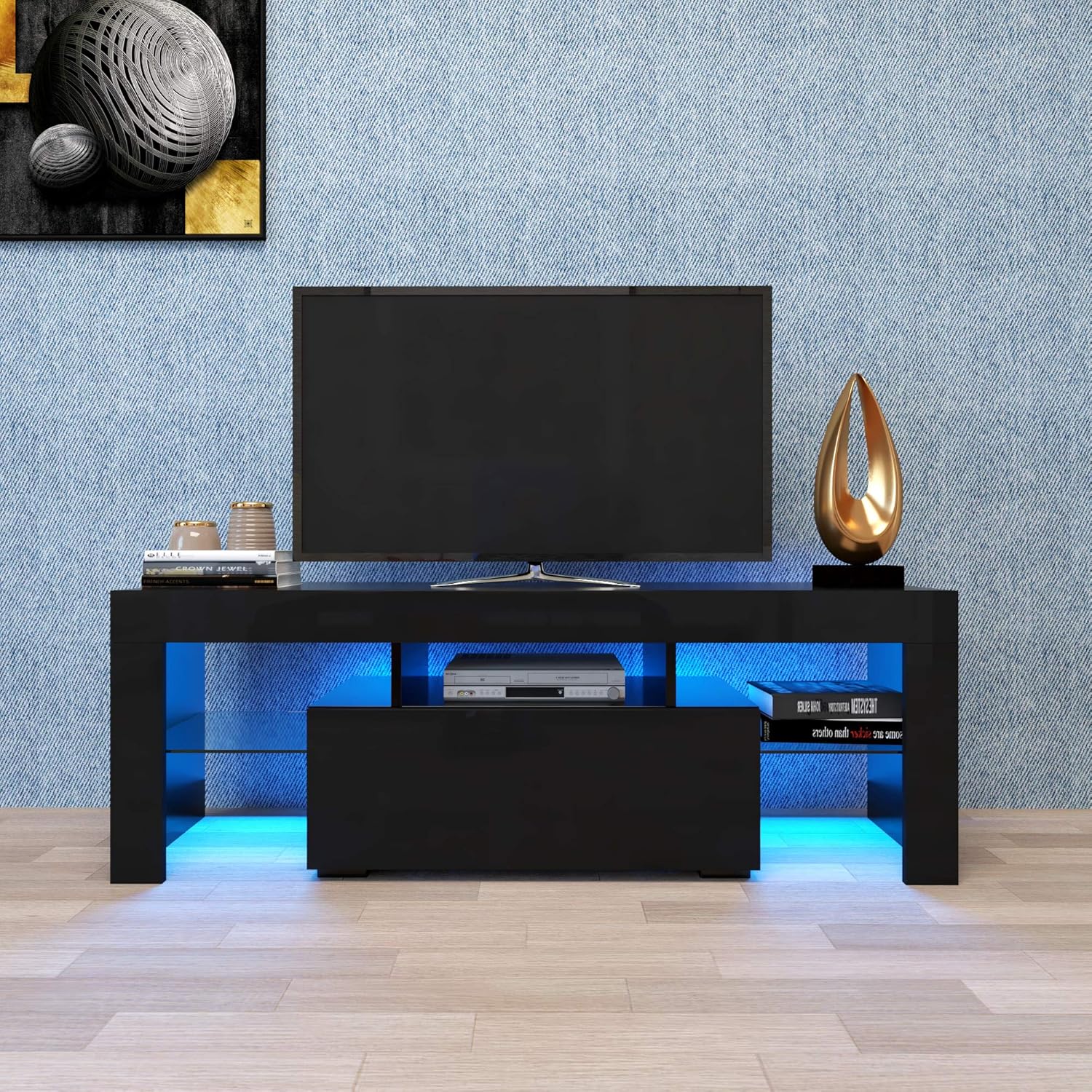 BAMACAR LED TV Stand for 60 Inch TV, Small Entertainment