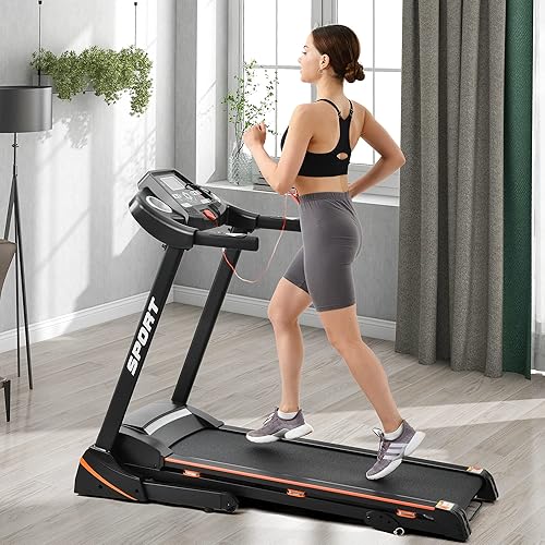 Caminadora eléctrica plegable de 3.5 caballos de fuerza, equipo de fitness para el hogar con pantalla LCD para correr máquina de ejercicio
